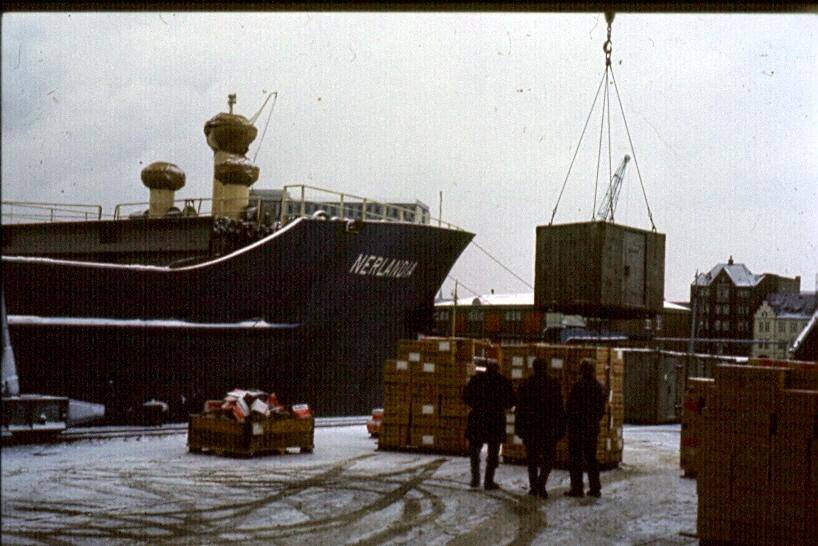 mv Nerlandia in the port of Aarhus 1967 - first picture is showing the ‘reefercontaiers’