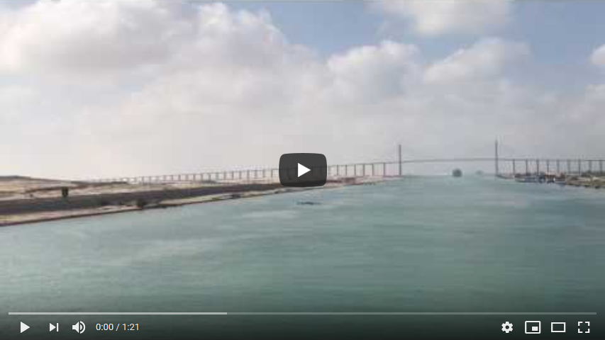 From the bow of a container vessel heading southbound in the Suez Canal