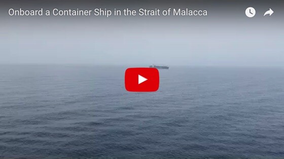 Steaming ahead in the Strait of Malacca with Indonesia on the starboard side and Malaysia to port, although it can't be seen through the morning haze