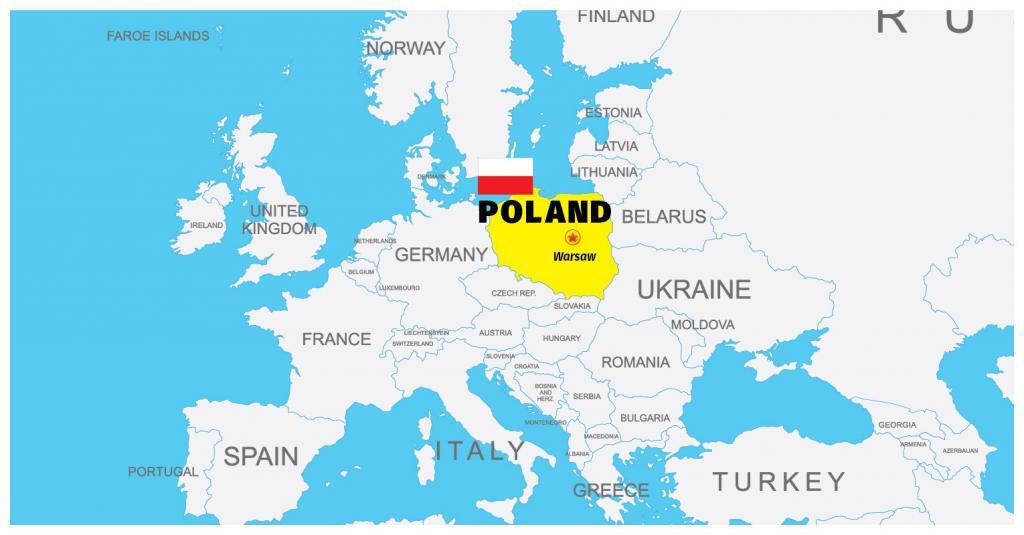 Map of Poland with Warsaw