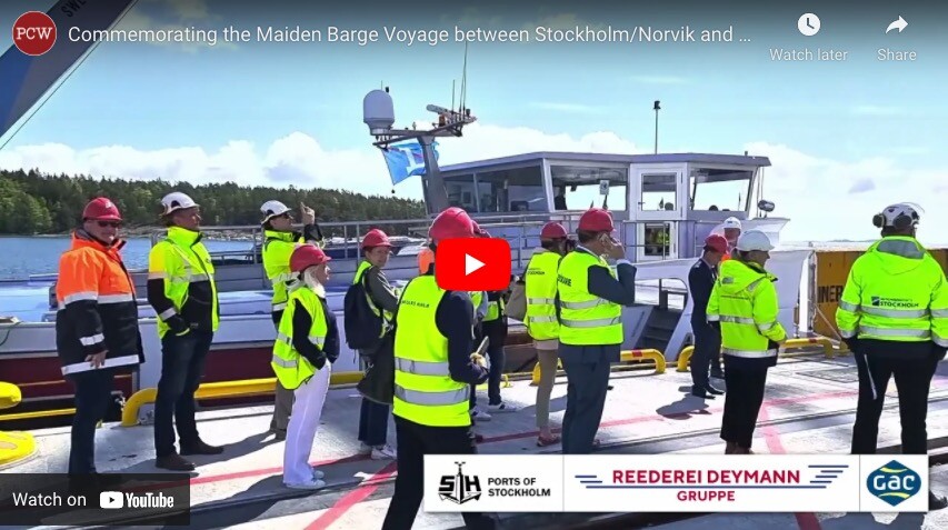 Hutchison Port of Stockholm/Norvik inaugurated the first ever inland waterway barge