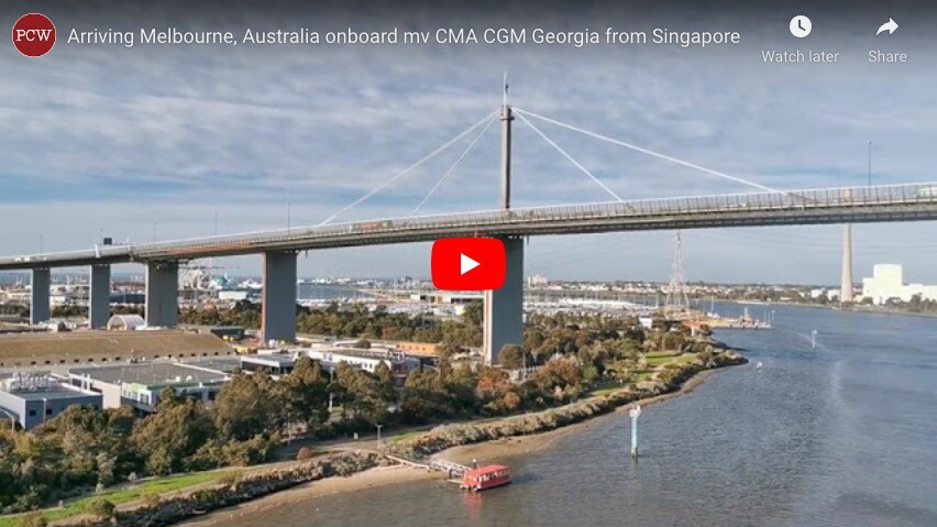 Melbourne, Australia after a 3 week trip onboard mv CMA CGM Georgia from Singapore