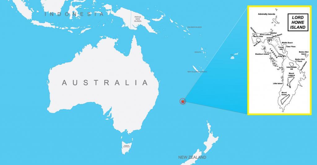 Map showing the location of Lord Howe Island