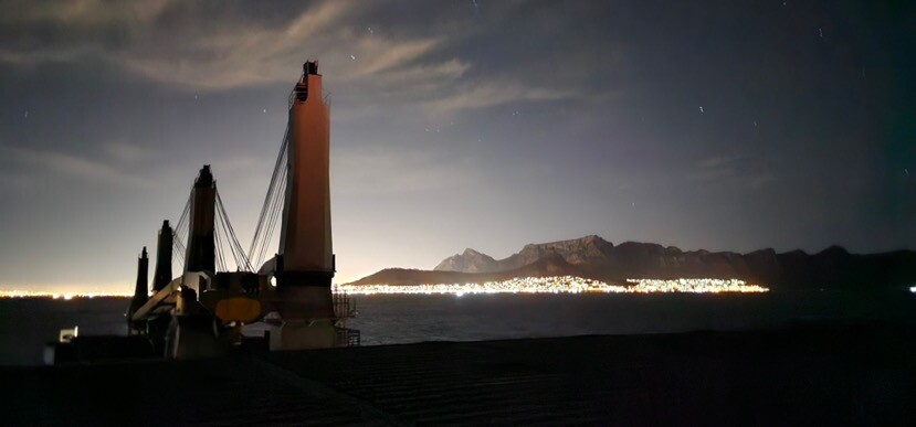 the lights of Cape Town and the contours of Table Mountain
