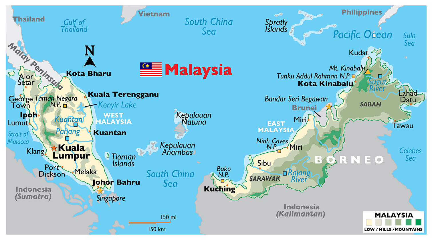 WEST & EAST MALAYSIA MAP